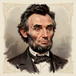 a fantasy caricature illustration portrait of liz cheney as abraham lincoln, with a beard, in the style of esao andrews, digital art painting, ornately detailed, caricature