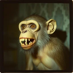 zombie monkey taxidermy, polaroid
