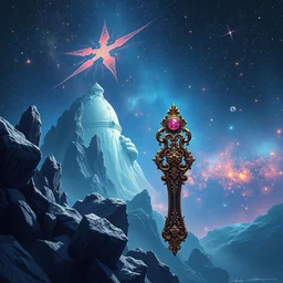 a galaxy key, ornate and intricate, anton fadeev, by rhads, 4 k