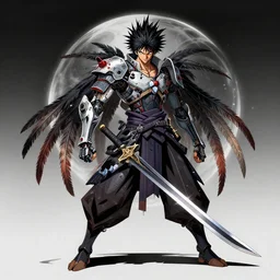 tribal cyber samurai long feather cyborg sword by akihiko yoshida