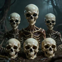 alien skulls from horror sci-fi film. Disturbing medical imagery.