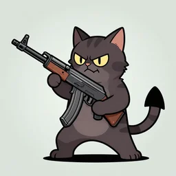 an evil cat using an ak - 4 7