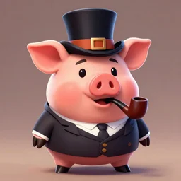 a pig with a top hat and a pipe, a character portrait by richard kane ferguson, cgsociety, sots art, playstation 5 screenshot, 2 d game art, official art