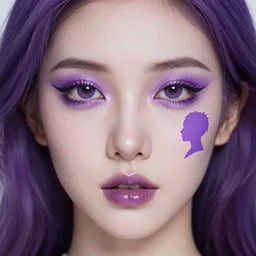 cool girl with purple hair, purple eye makeup with a big silhouette, soft lighting, realistic wide angle, wonderful lips and eyes, white skin, sharp focus, 8 k high, 6 4 megapixel, insanely detailed, intricate, elegant, art by artgerm and wlop