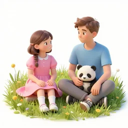 👧🏽💞👧🏻 and a 😼 sitting on field, made by ilya kuvshinov, made in abyss and artgem lau, inspired in made in abyss and balthus, anatomically correct, smooth, gelbooru, pixiv, unreal engine