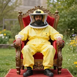 the king of the beekeepers on his throne