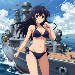 professional digital artwork of anime battleship Kongou from Kantai Collection, fine art, fine anatomy with correct details digital art of Kongou trending on danbooru