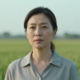 a cinematic headshot portrait of a middle aged woman, stood in a field on fire, ultra realistic, depth, beautiful lighting, by annie leibovitz