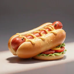 a cartoon hot dog eating a burger, mcbess
