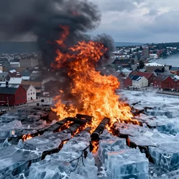 trondheim is on fire, but the fire is ice and the city is sinking and cracking