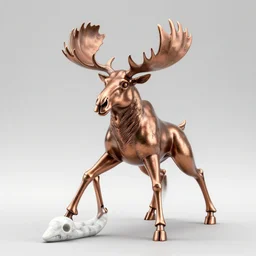 stylized shiny polished copper bronze statue full body bizarre extra limbs cosmic horror quadruped animal moose deer skull four legs made of marble of slug worm creature tendrils perfect symmetrical body perfect symmetrical face hyper realistic hyper detailed by johannen voss by michelangelo octane render blender 8 k displayed in pure white studio room sharp lighting anatomical deep red arteries veins flesh animatronic