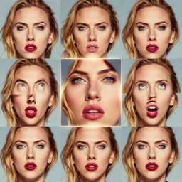 fractal grid made of scarlett johansson face, math art, grid symmetry. squares