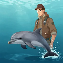 Dolphin Detective, fantasy concept art by J.Dickenson and Greg Rutkowski
