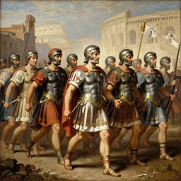 painting of roman soldiers marching to rome
