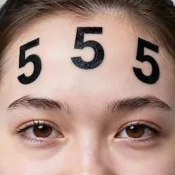 the number five 5 five on the forehead of anonymous