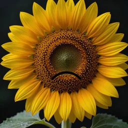 an hybrid between a sunflower and a sad face, photorealistic, madness, ultradetailed, volumetric dramatic light