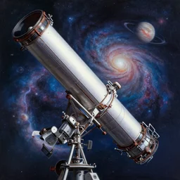gouache matte painting!!! telescope view!!! milky way view of solar system and andromeda galaxy, cinematic angle, by nasa, studio ghibli, by nasa, makoto shinkai, pixar painting, cinematic lighting, detailed gouache painting, hyperrealistic, 8 k