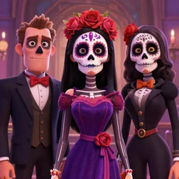 Lofi portrait Pixar style by Joe Fenton and Stanley Artgerm, dio de los muertos, Tom Bagshaw and Tim Burton