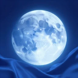 Burning Azure Moon over silk ocean, artstation, digital art