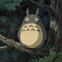spirit creature sitting on the tree in the night made by studio ghibli, detailed, high quality, 8 k, smooth