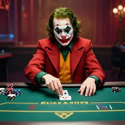 joker playing poker in a casino