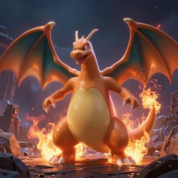 biopunk pokemon charizard burining, Pixar style, by Tristan Eaton Stanley Artgerm and Tom Bagshaw.