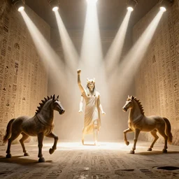 a modern 8 k hi res well lit dynamic volumetric lighting god rays 8 0 mm photo of hieroglyphics of zardoz and goku monsters and orcs and horses hercules greek and roman mythology game of thrones psychedelic mushroom acid marvel iceland lemmings soldiers king arthur maul horror zombie battle scene from the future year 3 0 3 5 crispy details crunchy hi fx pixar