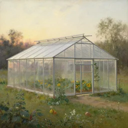 greenhouse with harvest at sunrise painting by ivan shishkin