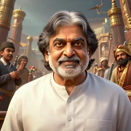 Abdul Kalam staring at you, 3d scene, render, ultra realistic, zenith view, Frank Frazetta, Richard Corben, Moebius, Greg Rutkowski, artstation, cgsociety, level design, unreal engine, 3d scene, render, ultra realistic