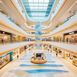 color studio photo of an impossible mall, optical illusion