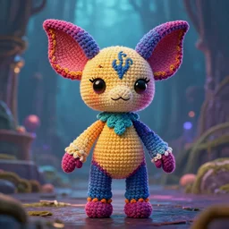 Baphomet Amigurumi Crochet Pattern, vivid colors, high details, cinematic, 8k resolution, beautiful detailed, photorealistic, digital painting, artstation, concept art, smooth, sharp focus, illustration, fantasy background, artstation trending, octane render, unreal engine