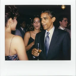1970s Polaroid of Barack Obama during a party