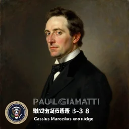 official side portrait of united states president paul giamatti, in a black suit, 1 8 3 8, a character portrait by cassius marcellus coolidge, reddit contest winner, american romanticism, oil on canvas, detailed painting, creative commons attribution