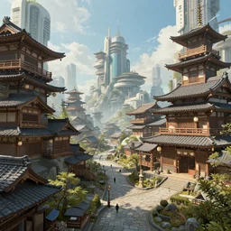 A futuristic city with old japanese architecture, extremely detailed, digital art, 4k, 8k, trending on ArtStation