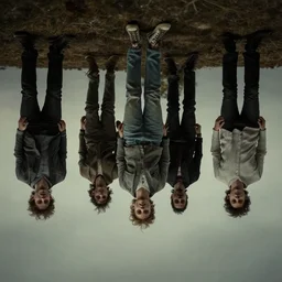 photo of people walking upside - down, eerie, bizarre, horror