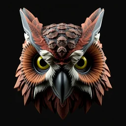 a 3 d render of an owl mask, octane render, unreal engine, hyper realistic, detailed