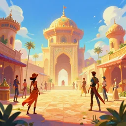 bazaar zouk oriantal full color sky shine place mosquet painting digital illustration hdr stylized digital illustration video game icon global illumination ray tracing advanced technology that looks like it is from borderlands and by feng zhu and loish and laurie greasley, victo ngai, andreas rocha, john harris