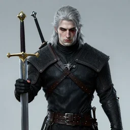 an oil art portrait of young handsome pale roma, grim dark warrior from witcher, gipsy blood mage with great sword character design from inquisition, 4 k, ultra detail, volumetric lighting, unreal engine, octane render