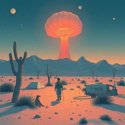 strange things happening in the desert, an illustration by simon stalenhag