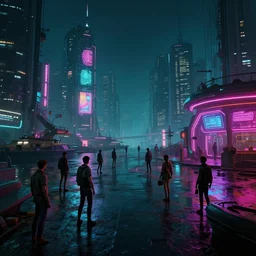 photo environement cyberpunk habor : 4, 4 k rtx hdr volume light concept studio matte painting environement digital illustration style cyberpunk 2 0 7 7 artstation artur tarnowski, mihai muscan, marcin tomalak, marta leydy, marcin stepien, charlotte hughes, zuzanna dabrowa neon bioluminiscence