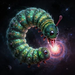 a huge cosmic catterpillar devouring a star. dreadful, art by greg rutkowski