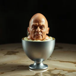 vin diesel as an egg in an egg cup, silver egg cup, head is an egg, hyper detailed, digital art, cinematic lighting, studio quality, by boris vallejo, android jones, artgerm, caravaggio