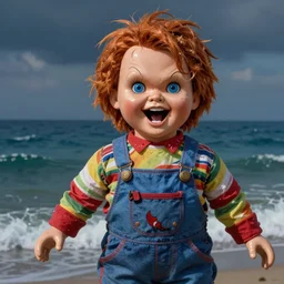 the old chucky doll man screaming and the sea