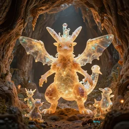 ( rock type pokemon ) creature creature in a alaska lush cavern, warm tones, bioluminescent bioluminescent translucent translucent : : by michal karcz, daniel merriam, victo ngai and guillermo del toro : : ornate, dynamic, particulate, intricate, elegant, highly detailed, centered, artstation, smooth, sharp focus, octane render, 3 d