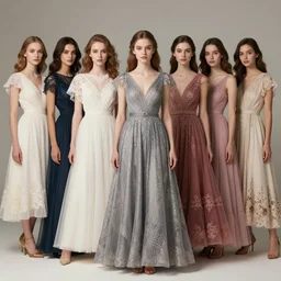 6 girls with beautiful dresses very much detail