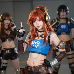 redhead girl cosplay techies dota 2