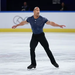 Dwayne Johnson Ice Skating, professional Photograph