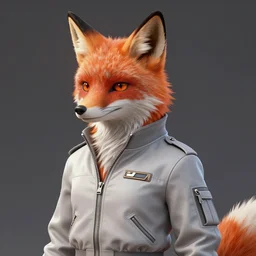 hyperdetailed anthropomorphic fox wearing a pale gray flight jacket, concept art, unreal engine, digital painting, vivid colors, vibrant colors, sharp focus illustration, artstation hq. intricate, elegant, medium shot, art by ufotable studios
