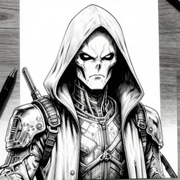 grim reaper, portrait, cyberpunk 2 0 2 0 manual, by steampoweredmikej, by tim bradstreet, inktober, ink drawing, black and white, coloring pages, manga, highly detailed