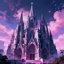 chatedral in heaven,cyberpunk,retrowave art,trending on art station